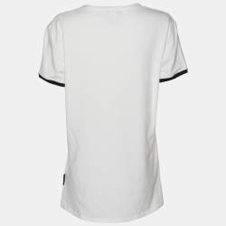 Pre Owned Just Cavalli White Cotton Blend Monogram T-Shirt L