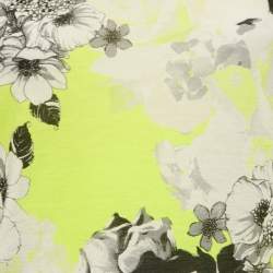 Just Cavalli Fluorescent Yellow Floral Print Cotton Knit Long Sleeve Top M