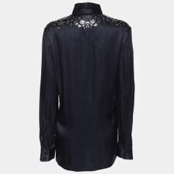 Just Cavalli Navy Blue Viscose Embellished Button Front Shirt M