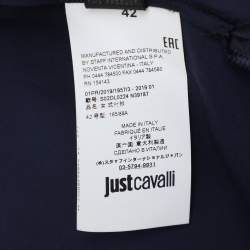 Just Cavalli Navy Blue Viscose Embellished Button Front Shirt M