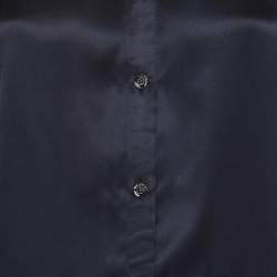 Just Cavalli Navy Blue Viscose Embellished Button Front Shirt M