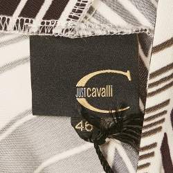 Just Cavalli Brown Printed Jersey Peplum Top L
