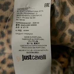 Just Cavalli Brown Satin Leopard Print Button Front Shirt S