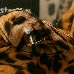 Just Cavalli Brown Satin Leopard Print Button Front Shirt S