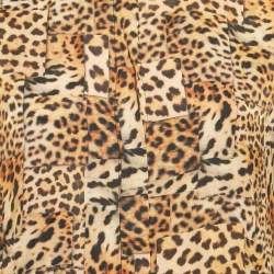 Just Cavalli Brown Satin Leopard Print Button Front Shirt S