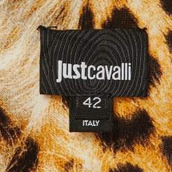 Just Cavalli White Leopard Print Crepe Sleeveless Dress M