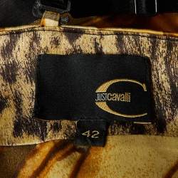 Just Cavalli Yellow Printed Satin Sleeveless Dress M