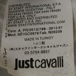 Pre Owned Just Cavalli Off White Printed Cotton Blend V- Neck T-Shirt M