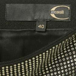 Just Cavalli Black Embellished Wool Blend Mini Skirt S