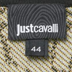 Just Cavalli Yellow/Brown Printed Knit and Crepe Short Mini Dress M