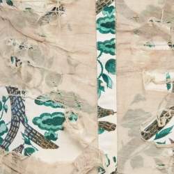 Pre Owned Just Cavalli Off-White Printed Canvas Distressed Strapless Mini Dress S