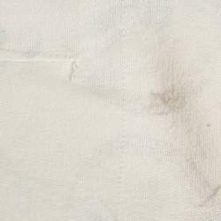 Pre Owned Just Cavalli Off-White Printed Canvas Distressed Strapless Mini Dress S