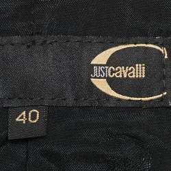 Pre Owned Just Cavalli Metallic Leather Zip-Up Biker Jacket S