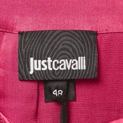 Pre Owned Just Cavalli Satin Pink Tie- Up Sleeve Shirt Blouse L