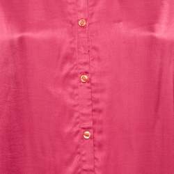 Pre Owned Just Cavalli Satin Pink Tie- Up Sleeve Shirt Blouse L