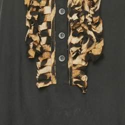 Pre Owned Just Cavalli Black Chiffon Frilled Sleeveless Top M