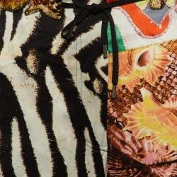 Pre Owned Just Cavalli Multicolor Printed Silk Satin Waist Tie Detail Pants M