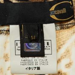 Pre Owned Just Cavalli Multicolor Printed Silk Satin Waist Tie Detail Pants M