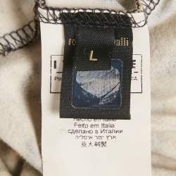 Pre Owned Just Cavalli Brown Animal Print Jersey Embellished Slim Fit Top L