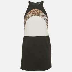 Pre Owned Just Cavalli Black Jersey Panel Detail Sleeveless Mini Dress XS