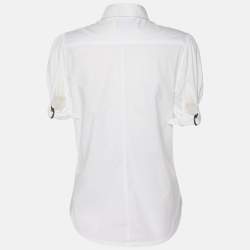 Pre Owned Just Cavalli White Cotton Button Front Top M