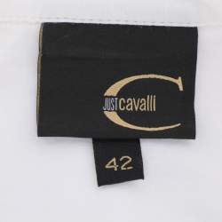Pre Owned Just Cavalli White Cotton Button Front Top M