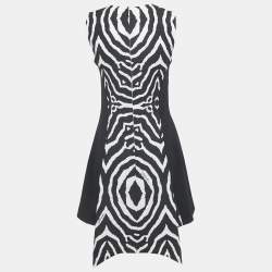 Pre Owned Just Cavalli Black Animal Print Crepe Asymmetrical Short Dress M