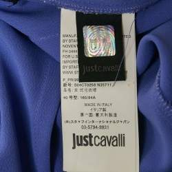 Pre Owned Just Cavalli Purple Floral Print Crepe Perforated Detail Mini Dress S