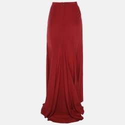 Pre Owned Just Cavalli Burgundy Crepe Maxi Skirt M
