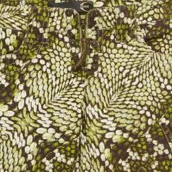 Pre Owned Just Cavalli Brown /Green Snake Print Denim Charm Detail Capri Pants M