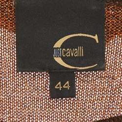 Pre Owned Just Cavalli Metallic Lurex Knit Ruffled Short Dress M