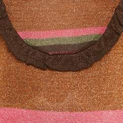 Pre Owned Just Cavalli Metallic Lurex Knit Ruffled Short Dress M