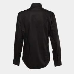 Pre Owned قميص جاست كافالي قطن أسود مزين بأزرار أمامية مقاس كبير