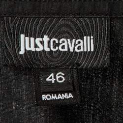 Pre Owned قميص جاست كافالي قطن أسود مزين بأزرار أمامية مقاس كبير