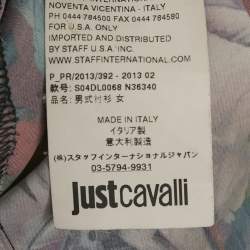 Pre Owned Just Cavalli Black Floral Print Satin Ruffled Top M