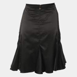 Pre Owned Just Cavalli Black Satin Ruffle Mini Skirt M