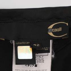 Pre Owned Just Cavalli Black Satin Ruffle Mini Skirt M