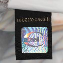 Pre Owned Just Cavalli Multicolor Printed Stretch Knit V Neck Sleeveless Midi Dress M