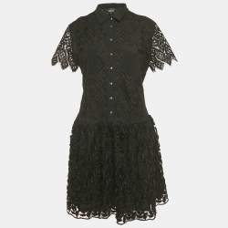Pre Owned Just Cavalli Black Lace Embroidered Detail Mini Dress M
