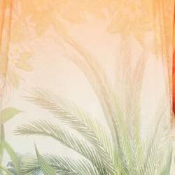 Pre Owned Just Cavalli Orange Printed Silk and Jersey T-Shirt M