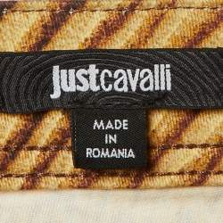 Pre Owned Just Cavalli Beige Animal Print Cotton Slim Fit Jeans M/Waist 31"