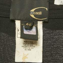 Pre Owned Just Cavalli Black Crepe Frill Detail Sheer Midi Dress M