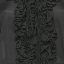 Pre Owned Just Cavalli Black Crepe Frill Detail Sheer Midi Dress M