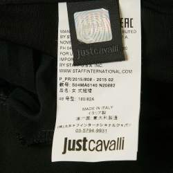 Pre Owned Just Cavalli Black Crepe Plisse Panel Maxi Skirt L