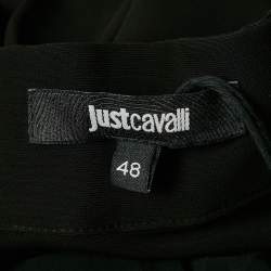 Pre Owned Just Cavalli Black Crepe Plisse Panel Maxi Skirt L