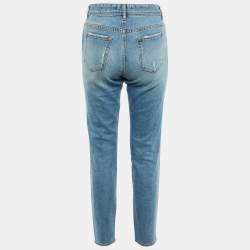 Pre Owned Just Cavalli Blue Doodle Print Denim Slim Fit Jeans M/Waist 30"