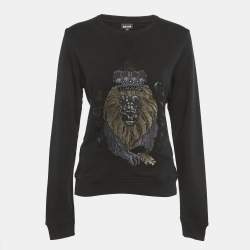Pre Owned Just Cavalli Black Lion Embossed Cotton Sweatshirt S