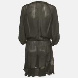 Pre Owned Just Cavalli Black Silk Ruffled Mini Dress L