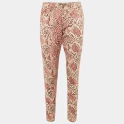 Pre Owned Just Cavalli Pink Animal Print Denim Skinny Fit Jeans L Waist 31"