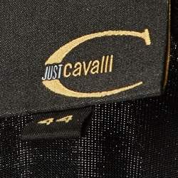 Pre Owned Just Cavalli Black Jersey Plunge Neck Top M
